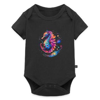 Conception d’hippocampe dans des couleurs vives animaux marins - Body à manches courtes Premium Bébé - noir - Devant