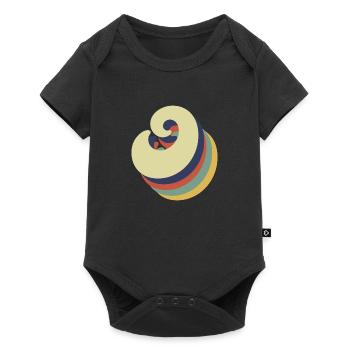 Lettre o rétro - Body à manches courtes Premium Bébé - noir - Devant