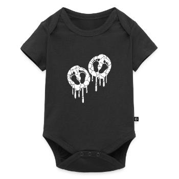2 Twins Bébés Enceinte Ventre Empreinte Pieds - Body à manches courtes Premium Bébé - noir - Devant