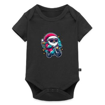 Père Noël à moto - Body à manches courtes Premium Bébé - noir - Devant