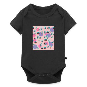 Pattern of Cream, Hearts and Planets - Baby Premium short-sleeve bodysuit - black - Front