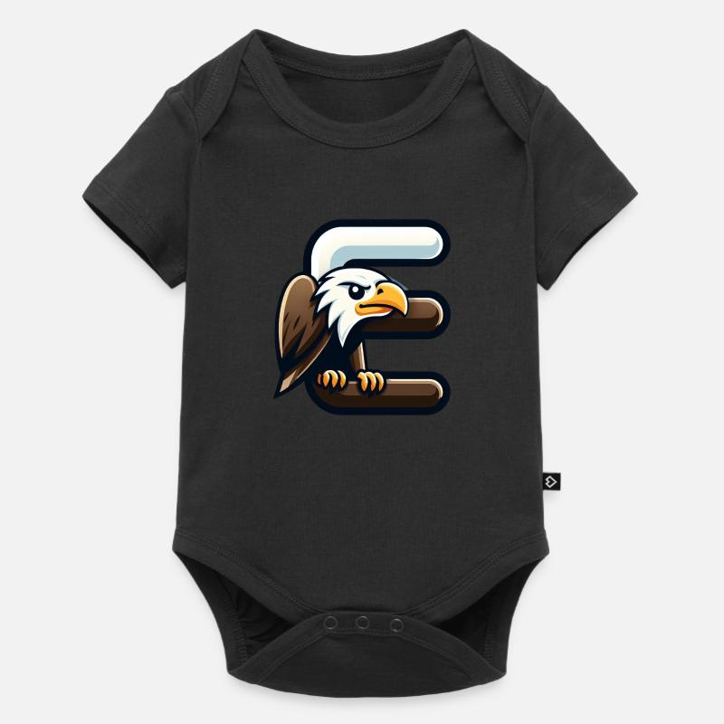 Majestic eagle with letter E - Baby Premium short-sleeve bodysuit - black