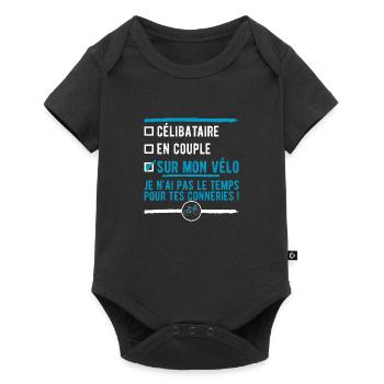 célibataire sur mon vélo t-shirt humour cycliste - Body à manches courtes Premium Bébé - noir - Devant