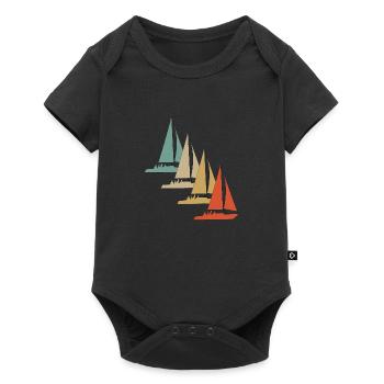 Retro vintage style sailing sailboat sailing ship - Baby Premium short-sleeve bodysuit - black - Front