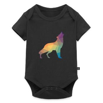 Wolf mosaïque, silhouette, profil - Body à manches courtes Premium Bébé - noir - Devant
