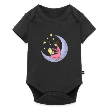 la lune étoiles filles femme apprendre le livre - Body à manches courtes Premium Bébé - noir - Devant
