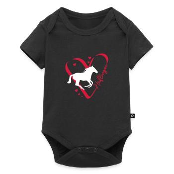Haflinger Herz - Baby Premium Kurzarmbody - Schwarz - Vorne