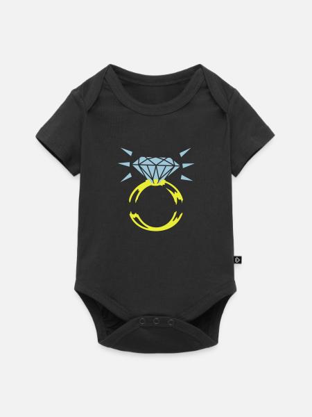 Diamantring / diamond ring (2c) - Baby Premium Kurzarmbody - Schwarz