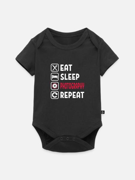 Eat Sleep Photography Repeat - Baby Premium Kurzarmbody - Schwarz