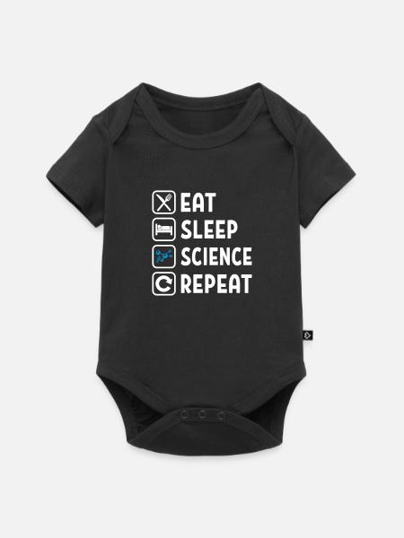 Eat Sleep Science Repeat - Baby Premium Kurzarmbody - Schwarz