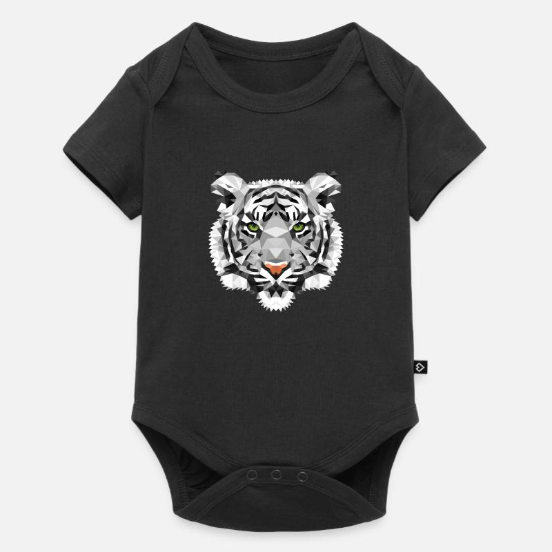 Weißer Tiger Polygon wild Geschenk - Baby Premium Kurzarmbody - Schwarz