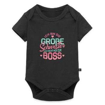 Grossesse de naissance grande soeur patron enfant - Body à manches courtes Premium Bébé - noir - Devant
