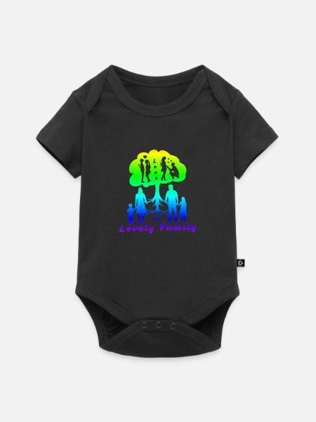 Lovely Family Regenbogen - Baby Premium Kurzarmbody - Schwarz