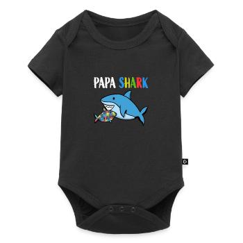 Papa Shark Autism - Baby Premium short-sleeve bodysuit - black - Front