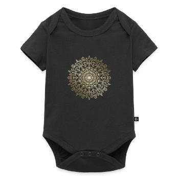 Mandala détaillé d'or - Body à manches courtes Premium Bébé - noir - Devant
