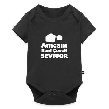 Amca Türkischer Onkel Newborn Geschenk Hediye Baby - Baby Premium Kurzarmbody - Schwarz - Vorne