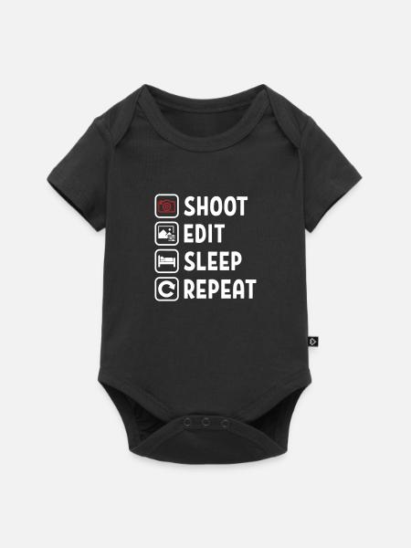 Shoot Edit Sleep Repeat - Baby Premium Kurzarmbody - Schwarz