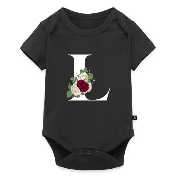 letter L flowered - Baby Premium short-sleeve bodysuit - black - Front