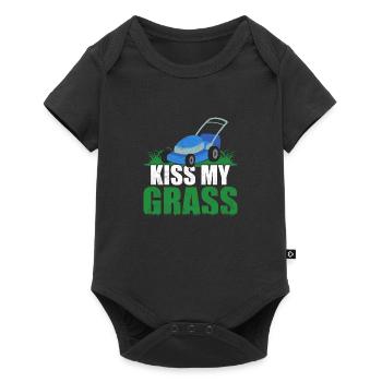 Kiss My Grass Tondeuse à gazon Gardien - Body à manches courtes Premium Bébé - noir - Devant