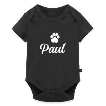 Nom du chien PAUL avec patte - Body à manches courtes Premium Bébé - noir - Devant