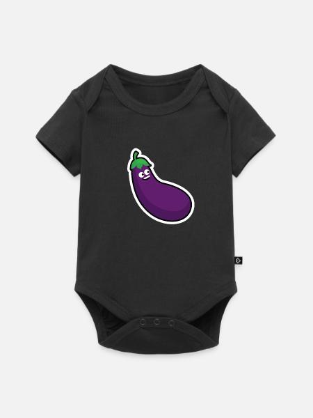 Die fröhliche Aubergine - Baby Premium Kurzarmbody - Schwarz