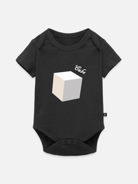 Cube 3D weiß - Baby Premium Kurzarmbody - Schwarz