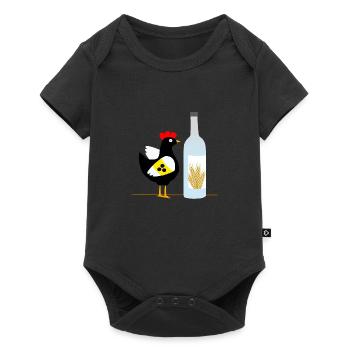 Auch ein blindes Huhn findet 1 Korn schw weiß - Baby Premium Kurzarmbody - Schwarz - Vorne
