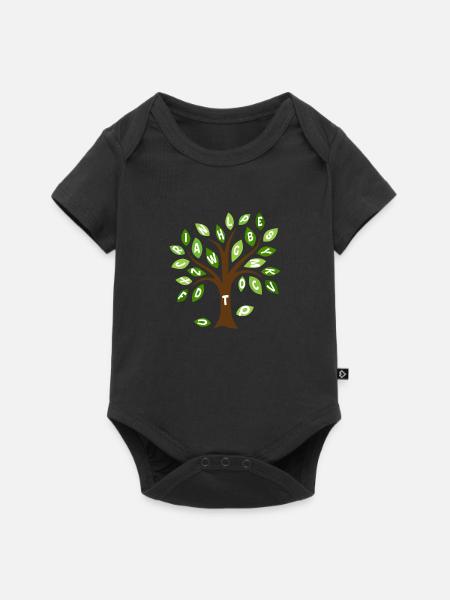Alphabet-Blattbaum - Baby Premium Kurzarmbody - Schwarz
