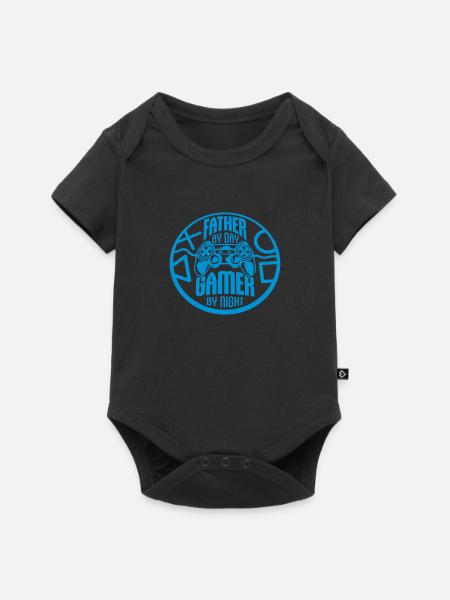 Papa Retro Gamer Zitat - Baby Premium Kurzarmbody - Schwarz