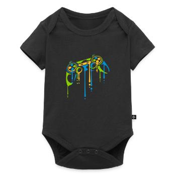 Tropfen Bunter Controller Retro - Baby Premium Kurzarmbody - Schwarz - Vorne