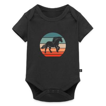 Clydesdale Pferd retro Zugpferd Motiv - Baby Premium Kurzarmbody - Schwarz - Vorne