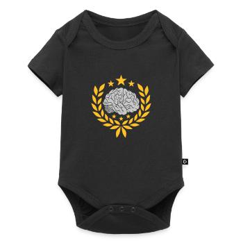 Brain Laurel Wreath Stars Coat of Arms - Baby Premium short-sleeve bodysuit - black - Front
