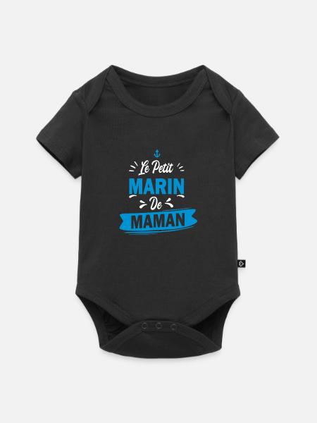 Le petit marin de maman / humour enfant bébé - Body à manches courtes Premium Bébé - noir