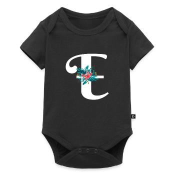 letter E flowered - Baby Premium short-sleeve bodysuit - black - Front