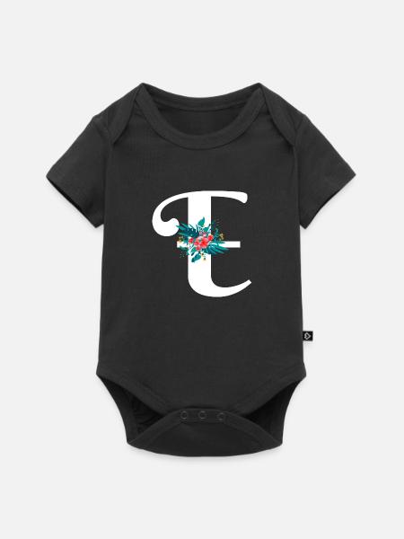 Buchstabe E geblümt - Baby Premium Kurzarmbody - Schwarz