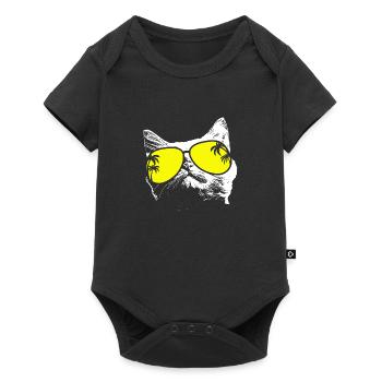 Katze Sonnenbrille Kätzchen Katzenliebe Katzenlieb - Baby Premium Kurzarmbody - Schwarz - Vorne