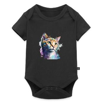 Chat domestique Aquarelle Shorthair Cat Cool Art Motif - Body à manches courtes Premium Bébé - noir - Devant