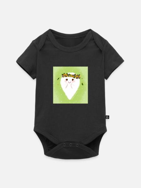 Blumenkind - Baby Premium Kurzarmbody - Schwarz