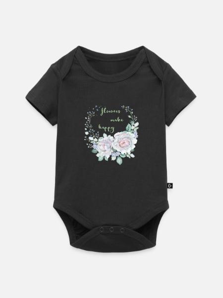 flowers - Baby Premium Kurzarmbody - Schwarz