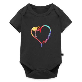 Animal Heart Flamingo watercolor - Baby Premium short-sleeve bodysuit - black - Front