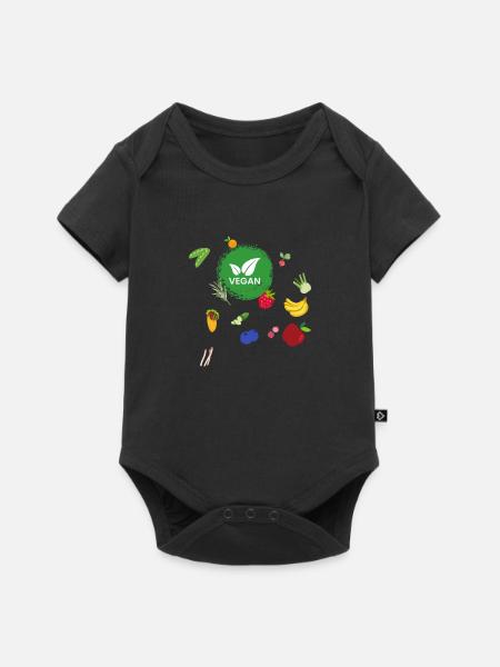 Vegan Obst und Gemüse - Baby Premium Kurzarmbody - Schwarz