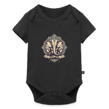Éléphant de yoga - Body à manches courtes Premium Bébé - noir - Devant
