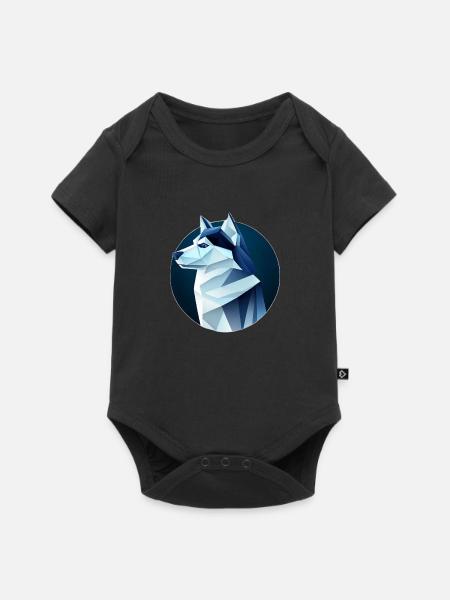 Husky-Hund wie ein Wolf - Baby Premium Kurzarmbody - Schwarz