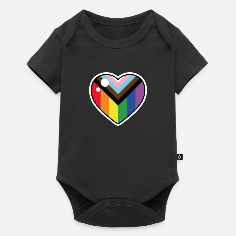 Heart (Progress Pride flag) - Baby Premium short-sleeve bodysuit - black