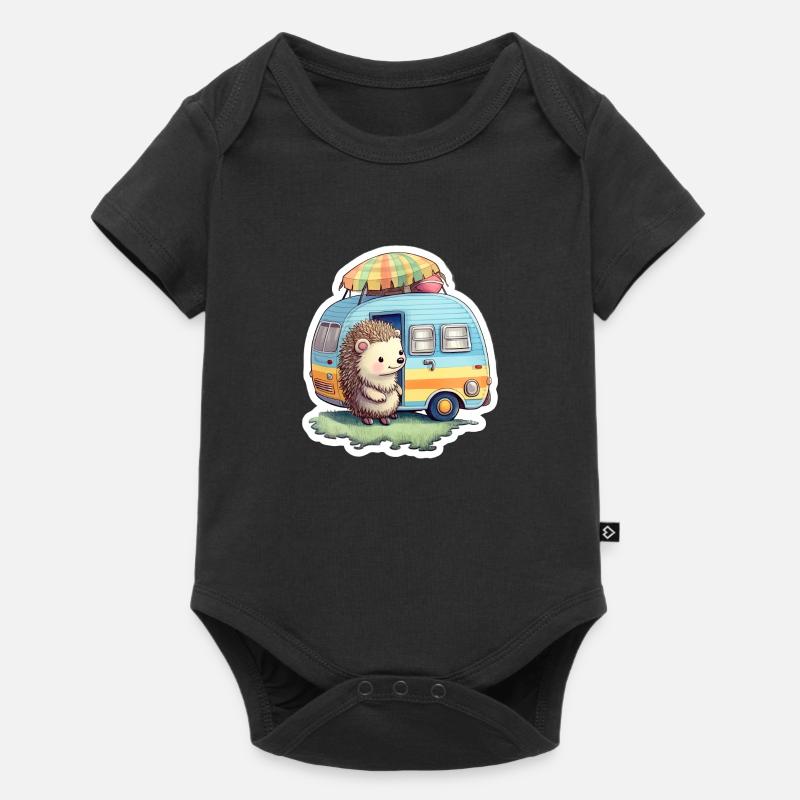 Hérisson camping caravane voyageur - Body à manches courtes Premium Bébé - noir
