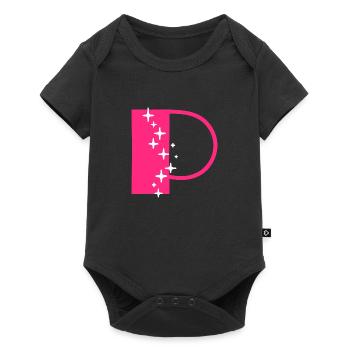 Letter P Glitter - Baby Premium short-sleeve bodysuit - black - Front