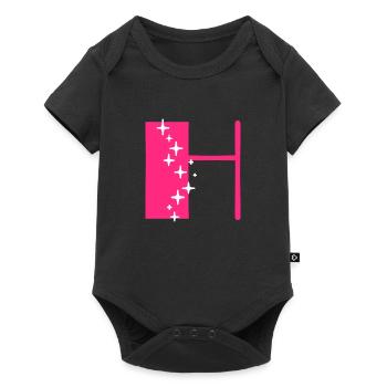 Lettre H Paillettes - Body à manches courtes Premium Bébé - noir - Devant