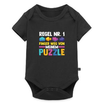 Puzzlefan Puzzler Puzzleteile Puzzle - Baby Premium Kurzarmbody - Schwarz - Vorne