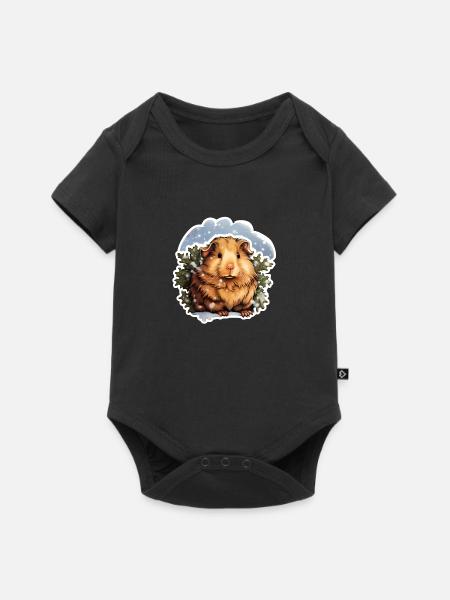 Winterliches Meerschweinchen - Baby Premium Kurzarmbody - Schwarz