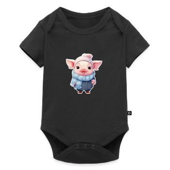 Mignon cochon est froid - Body à manches courtes Premium Bébé - noir - Devant